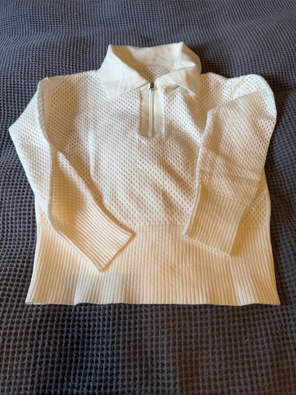 Amazon Essentials Cream Half-Zip Collared Knit Sweater